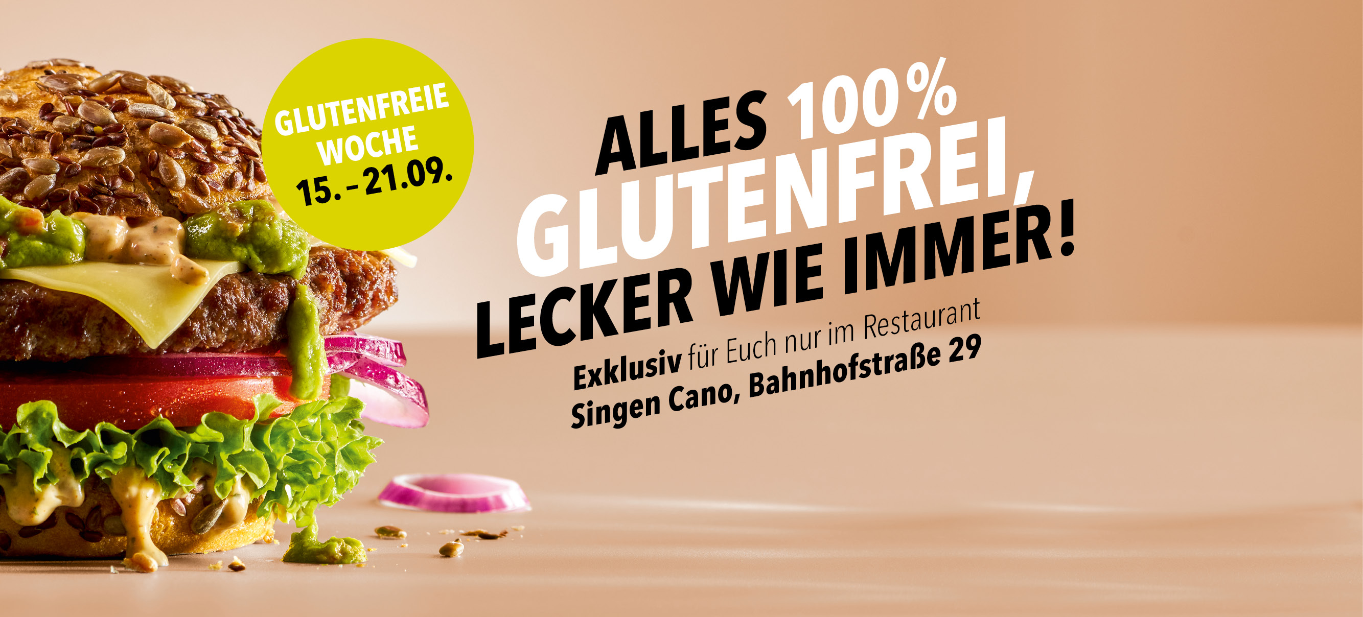 Glutenfreie Woche vom 15. bis 21. September bei HANS IM GLÜCK Singen Cano – alle Speisen 100 % glutenfrei