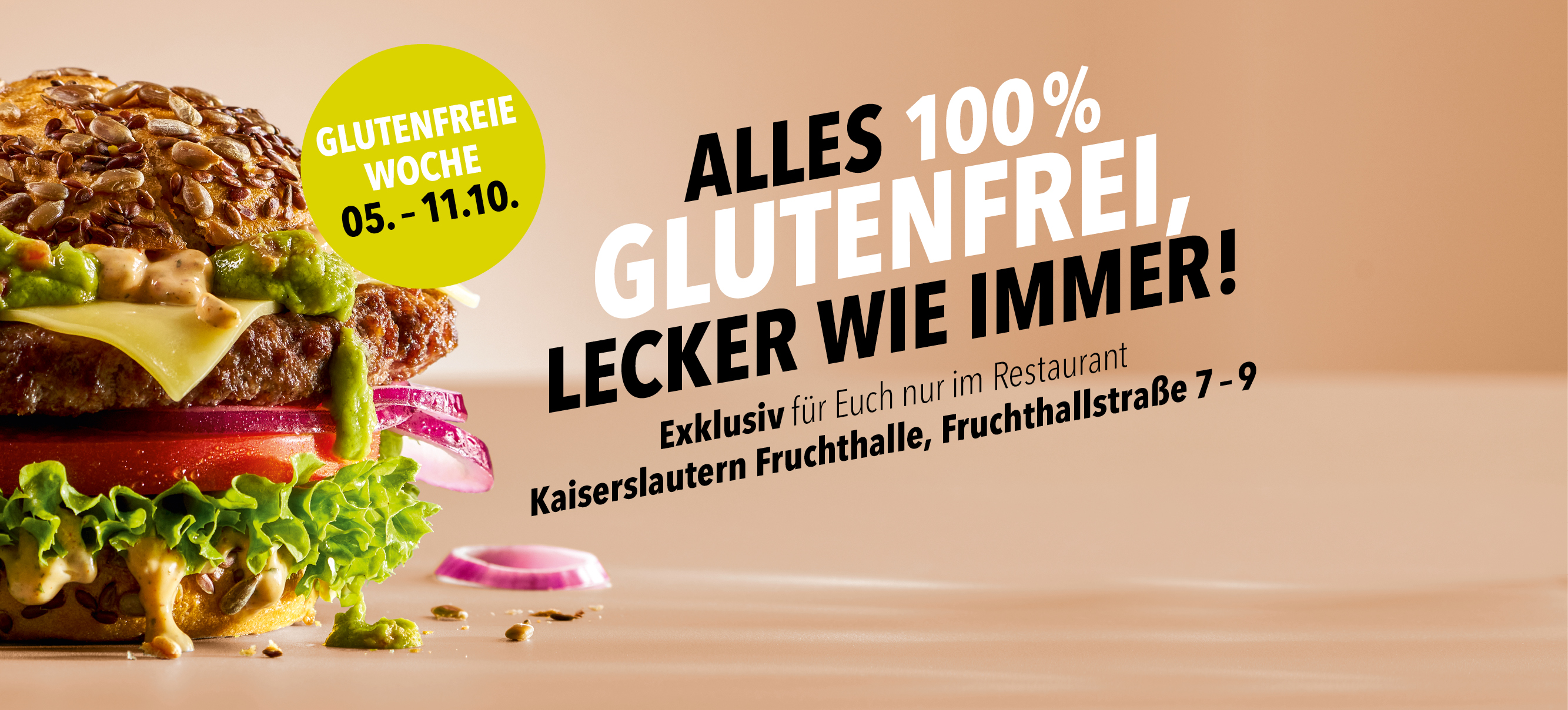 Glutenfreie Woche vom 5. bis 11. Oktober bei HANS IM GLÜCK Kaiserslautern Fruchthalle – alle Speisen 100 % glutenfrei
