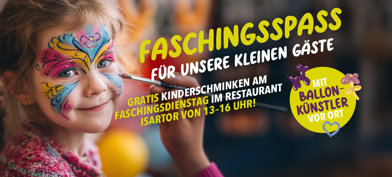 Gratis Kinderschminken am Faschingsdienstag von 13 bis 16Uhr - HANS IM GLÜCK München Isartor